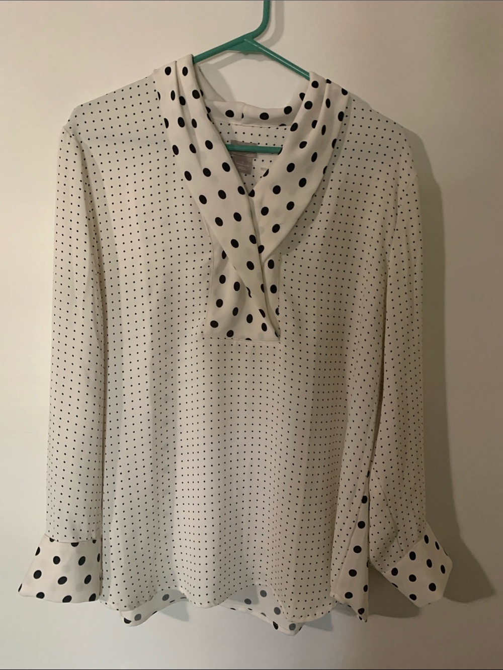 Chico's White Blouse with Black Polka Dots